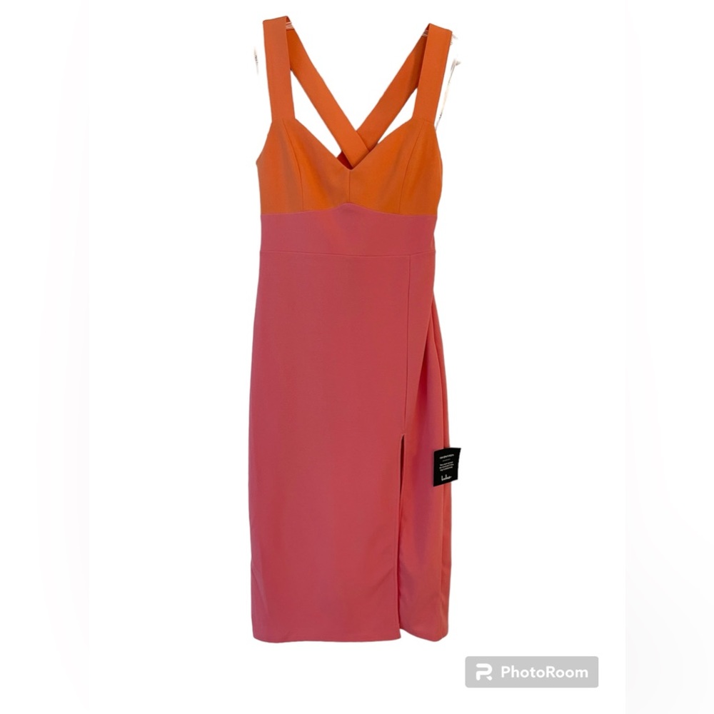 Lulus pink and orange color block dress. Women’s size medium. NWTs.